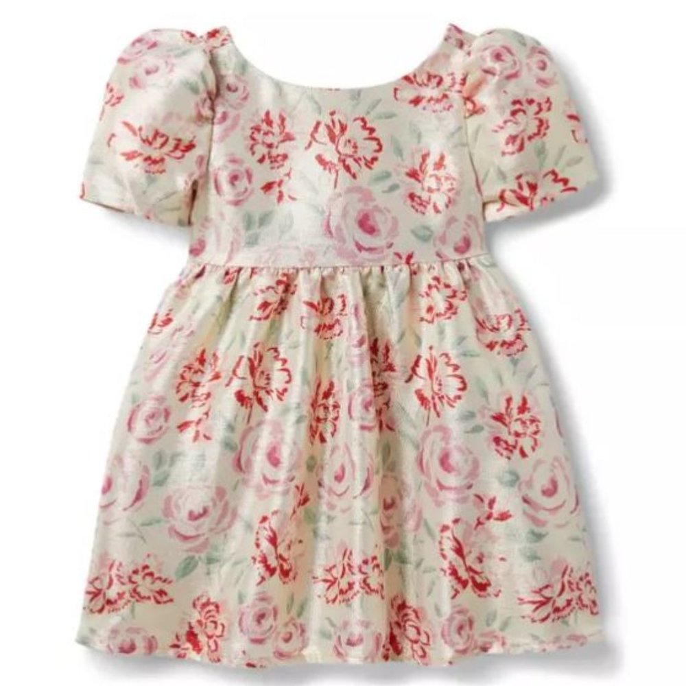 Janie and Jack I AM GOLDEN METALLIC FLORAL DRESS Size 7